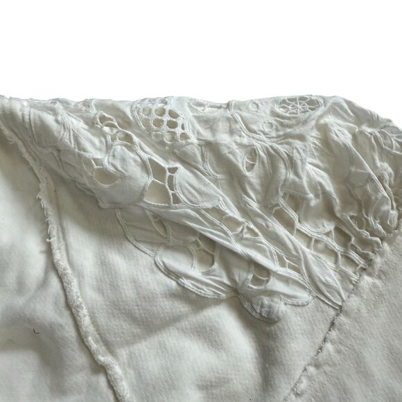 Free People Women's Alyssa Rose Cropped Top Lace V Neck Pullover SZ Medium White - Picture 5 of 9